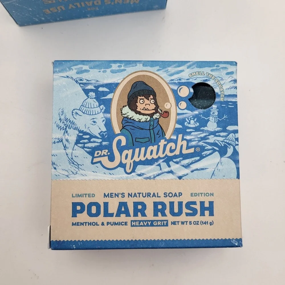 Lot of 4 Dr. Squatch Polar Rush Men's Natural Soap Heavy Grit 5oz Menthol Pumice